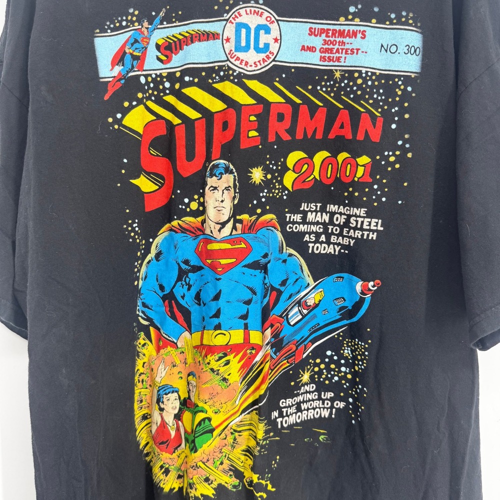 DC Comics Superman T-Shirt Mens XXL Black Graphic Tee 300th Issue Comic Cover - Picture 5 of 7
